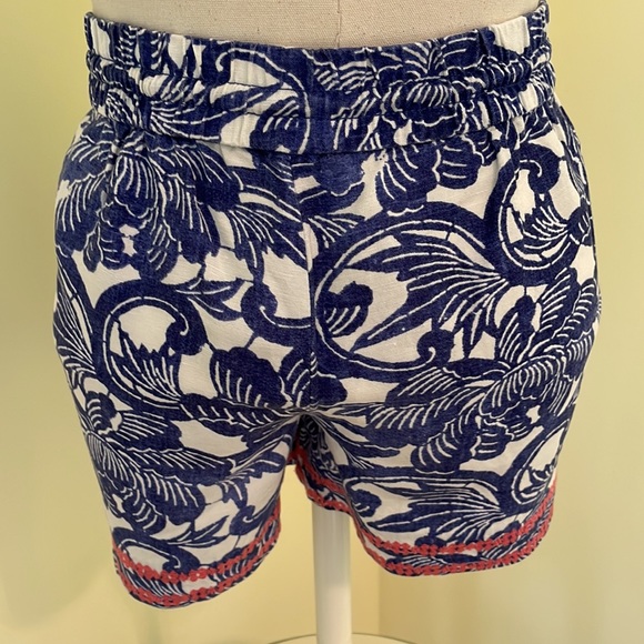 LOFT BLUE AND WHITE LINEN BLEND SHORTS - Picture 2 of 7